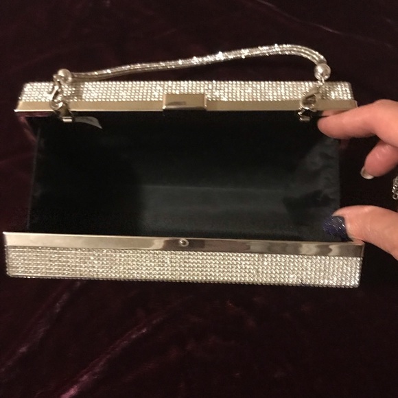 Bling Rectangle Evening Tote Clutch Crossbody Bag - Picture 6 of 10